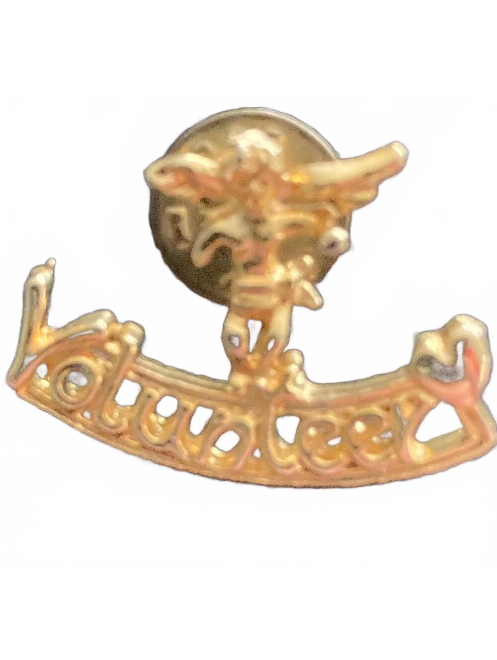 Vintage Lou Teel Gold Tone Lapel Pin with Angel Design